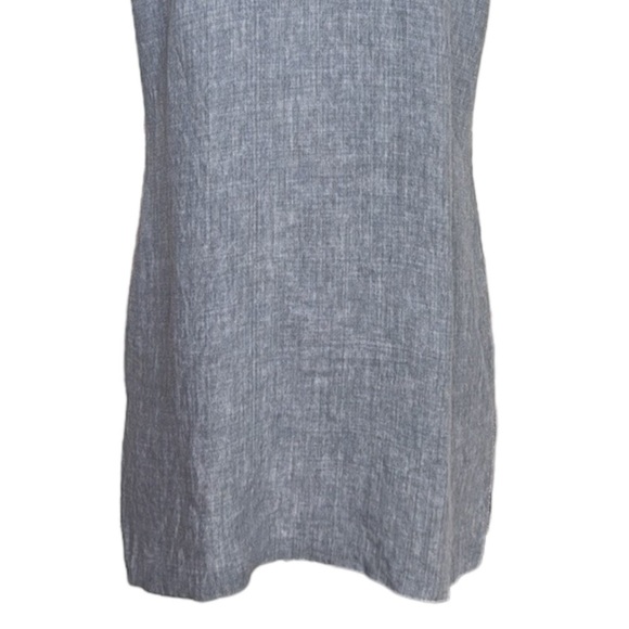 ELLEN TRACY Blue Linen Shirtdress Casual Lounge Sleeveless Button Front, Size 8 - Picture 8 of 13